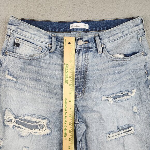 KanCan Ripped High Rise Wide Leg Cropped Jeans Womens Size 30 Baggy Denim Cotton - Picture 4 of 15